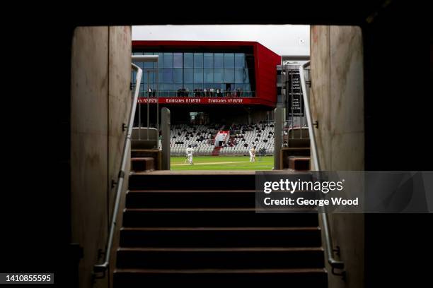 General view of play through an entrance in the stand during the LV= Insurance County Championship match between Lancashire and Kent at Emirates Old...