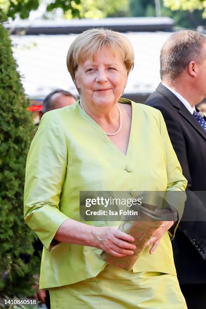 Former German Federal Chancellor Angela Merkel attends the Bayreuth Festival 2022 Opening And State Reception on July 25, 2022 in Bayreuth, Germany.