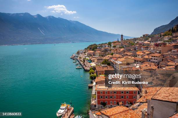 limone sul garda in summer - brescia stock pictures, royalty-free photos & images