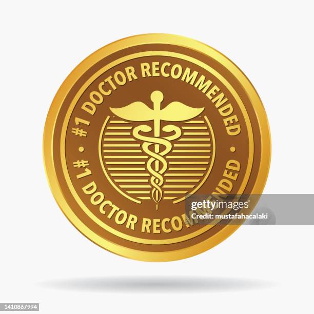 golden doctor recommended coin - drop shadow stock illustrations