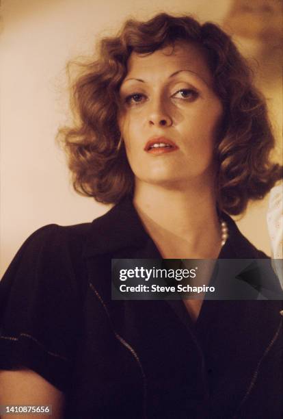 American actor Faye Dunaway on the set of the film 'Chinatown' , Los Angeles, California, 1973.