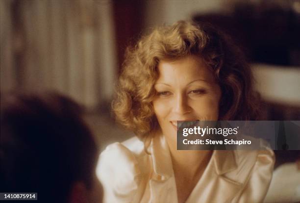 American actor Faye Dunaway on the set of the film 'Chinatown' , Los Angeles, California, 1973.