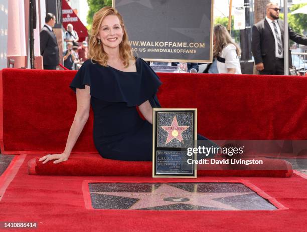 Actress Laura Linney attends the Hollywood Walk of Fame Star Ceremony for Laura Linney at the Hollywood Walk of Fame on July 25, 2022 in Los Angeles,...