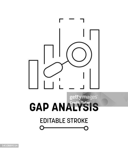 stockillustraties, clipart, cartoons en iconen met gap analysis icon. skills gap analysis concept icon recruiting. cybersecurity risk vector. - kloof