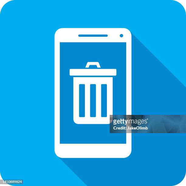 mülleimer smartphone icon silhouette - wastepaper basket stock-grafiken, -clipart, -cartoons und -symbole