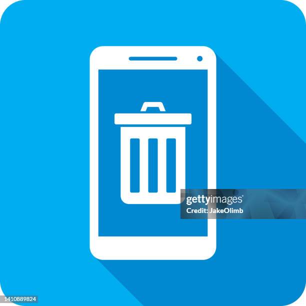 trash can smartphone icon silhouette - garbage man stock illustrations