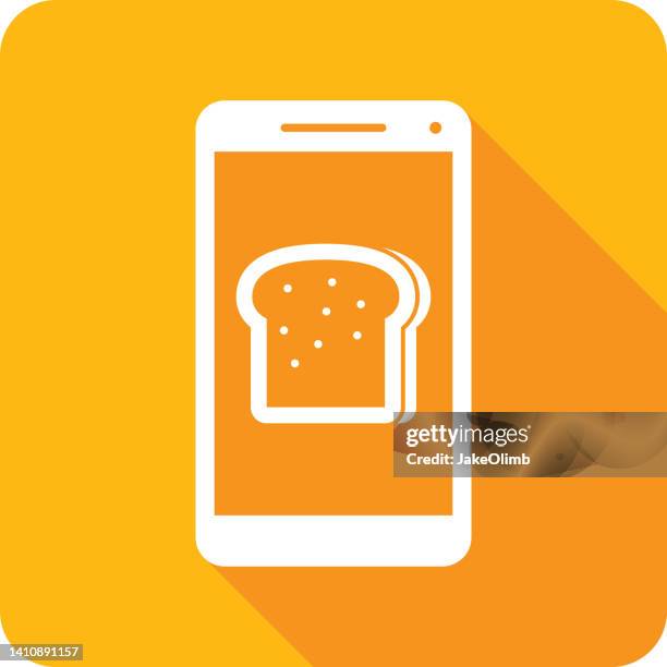 bread smartphone icon silhouette 1 - sliced bread stock illustrations