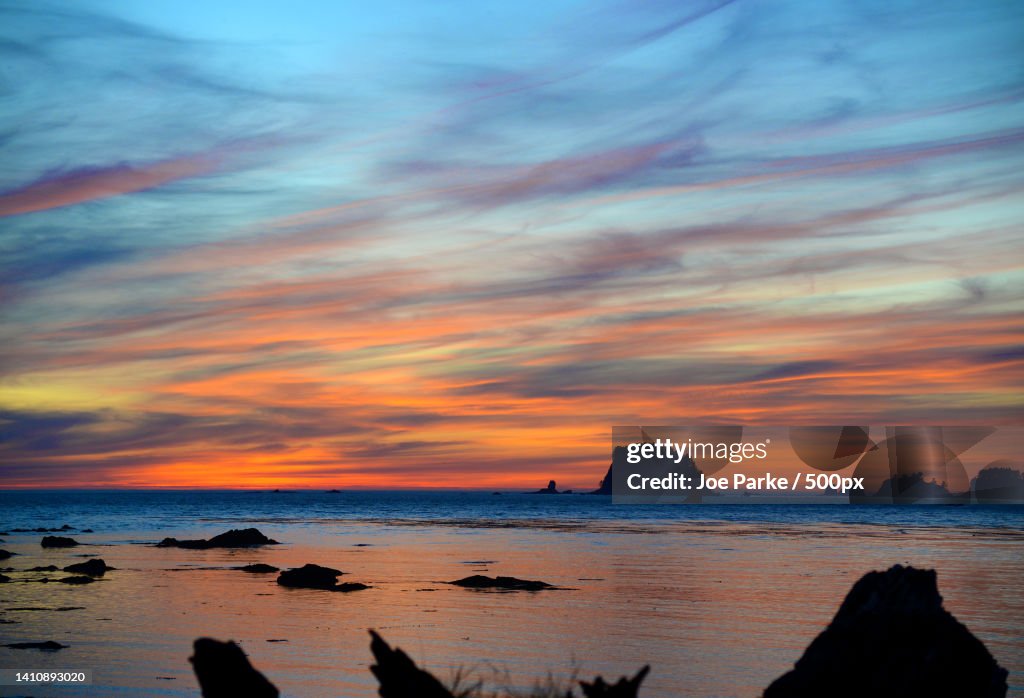 Scenic view of sea against sky during sunset