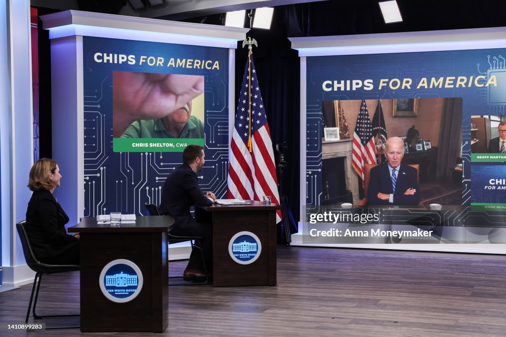 Biden Holds Virtual Meeting With Business And Labor Leaders On Chips Act