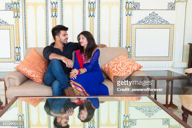 young couple at a hotel in jodhpur, india - couple in love stock pictures, royalty-free photos & images