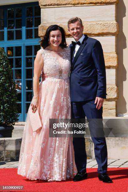 German politician Dorothee Baer and her husband Oliver Baer attend the Bayreuth Festival 2022 Opening And State Reception on July 25, 2022 in...