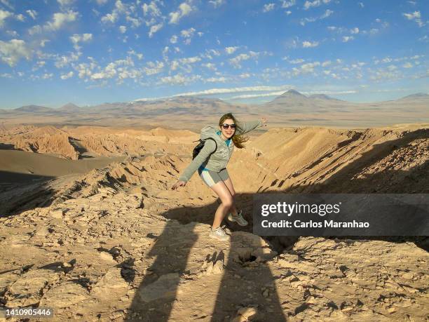 lunar landscape in the atacama desert - antofagasta stockfoto's en -beelden