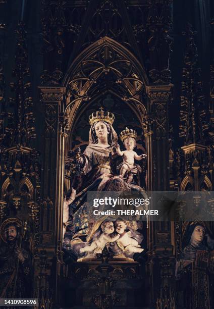 virgin and jesus christ in the altar of san sebastian church of el buen pastor - el buen pastor stock pictures, royalty-free photos & images