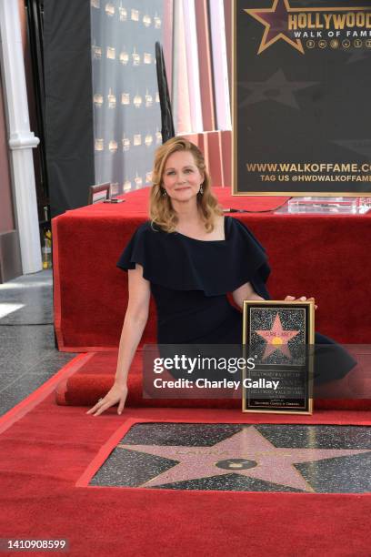 Laura Linney poses during the Laura Linney Hollywood Walk of Fame Ceremony at Hollywood Walk Of Fame on July 25, 2022 in Los Angeles, California.