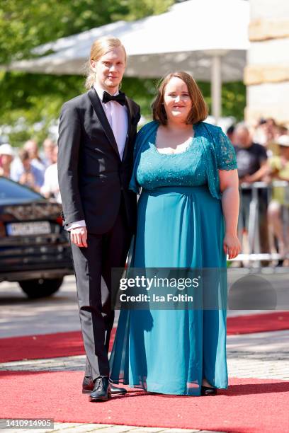 German politician Ricarda Lang and her partner Florian Wilsch attend the Bayreuth Festival 2022 Opening And State Reception on July 25, 2022 in...