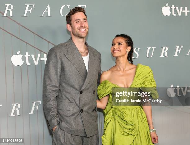 Gugu Mbatha-Raw and Oliver Jackson-Cohen attend Apple TV+'s "Surface" New York Premiere at The Morgan Library on July 25, 2022 in New York City.