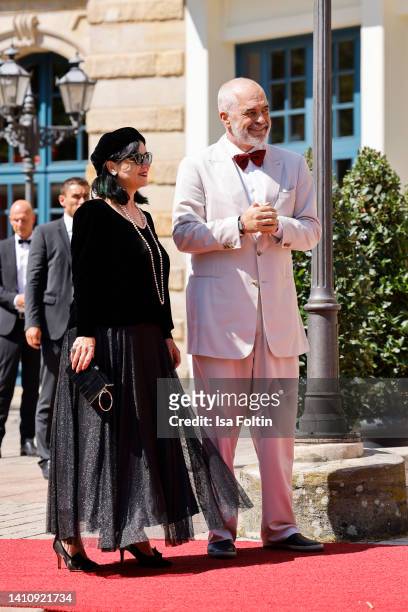 Albanian Prime Minister Edi Rama with his wife Linda Rama attend the Bayreuth Festival 2022 Opening And State Reception on July 25, 2022 in Bayreuth,...