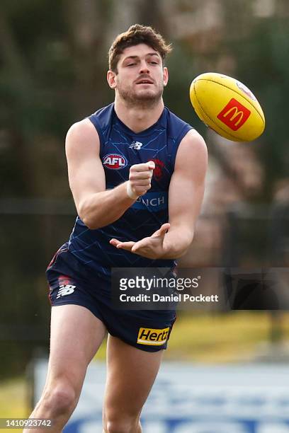 Angus Brayshaw of the Demons in action during a Melbourne Demons AFL training session at Casey Fields on July 26, 2022 in Melbourne, Australia.