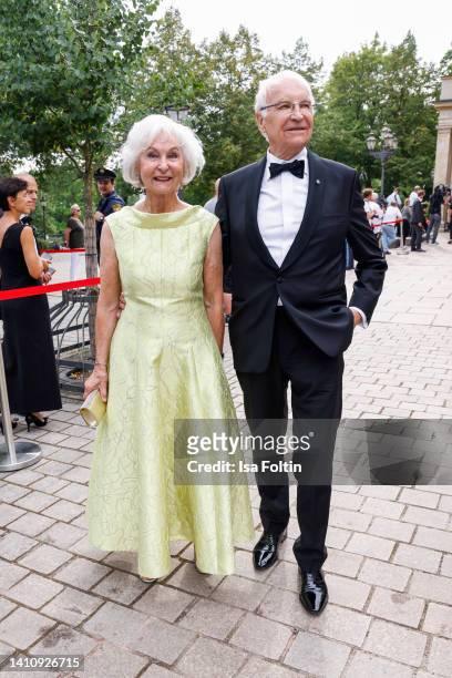 Former Bavarian Prime Minister Edmund Stoiber and his wife Karin Stoiber attend the Bayreuth Festival 2022 Opening And State Reception on July 25,...