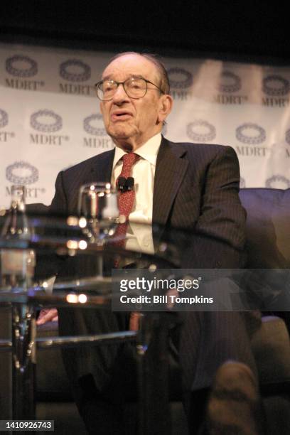 April 25: Financial expert Alian Greenspan lectures during the Million Dollar Round Table conference on April 25th 2007 in New York City.