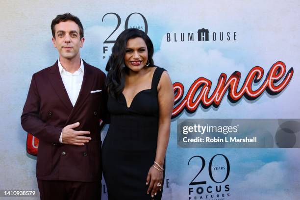 Director B.J. Novak and actor Mindy Kaling attend the Los Angeles Premiere of "Vengeance" at Ace Hotel on July 25, 2022 in Los Angeles, California.