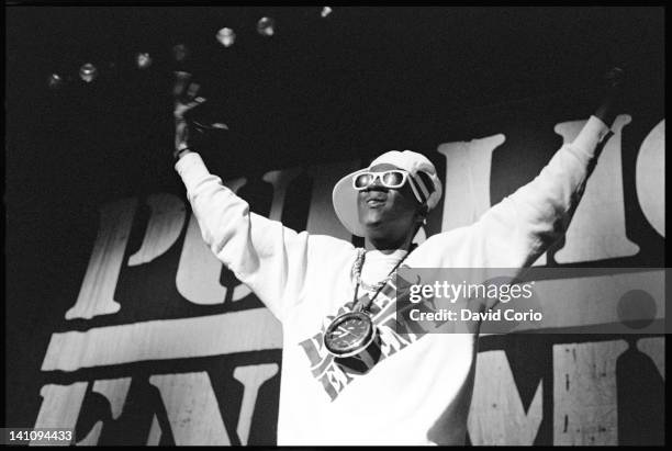 Flavor Flav of Public Enemy performing at Hammersmith Odeon, London UK on 2nd November 1987.