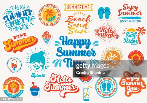 Colección de etiquetas e iconos de verano Colección de etiquetas e iconos de verano