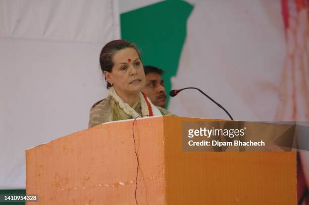 Sonia Gandhi at an Election Rally at Gandhinagar Gujarat India on 20th January 2007.