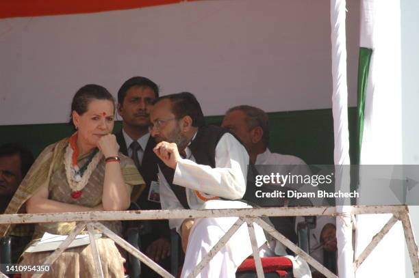 Sonia Gandhi at an Election Rally at Gandhinagar Gujarat India on 20th January 2007.