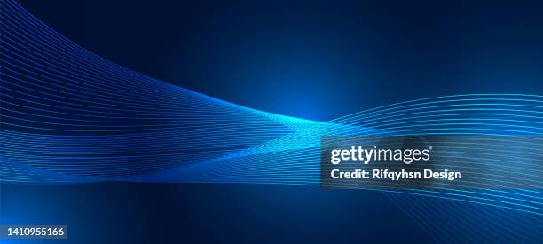 abstract blue wavy line particle technology background - wavey lines vector stock illustrations
