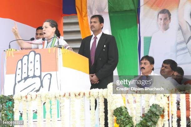 Sonia Gandhi at Election Rally in Ahmedabad Gujarat India on 13th December 2007.
