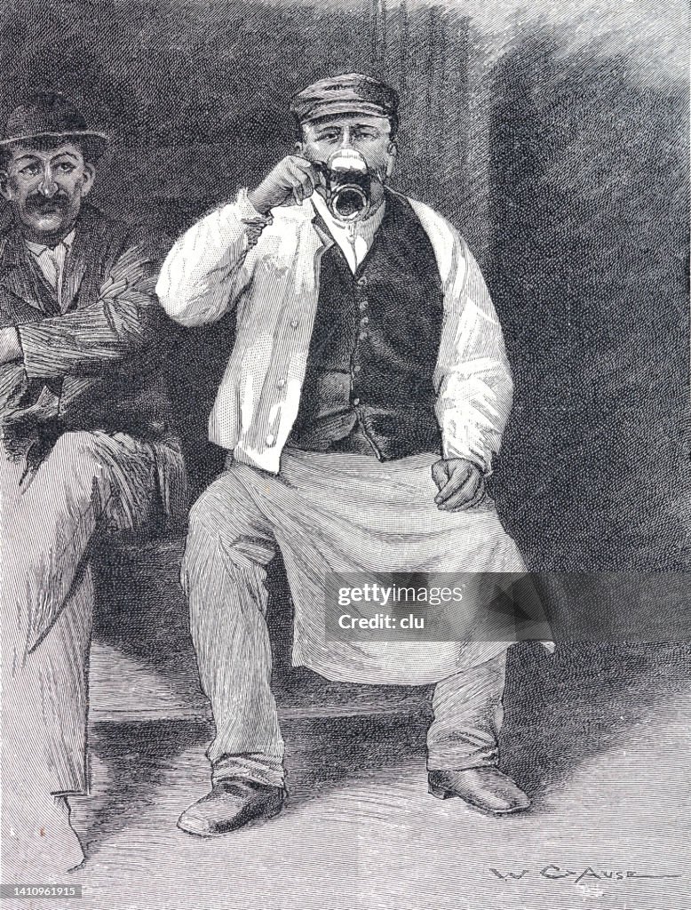 Caretaker in Vienna, drinking a stein of beer at the evening