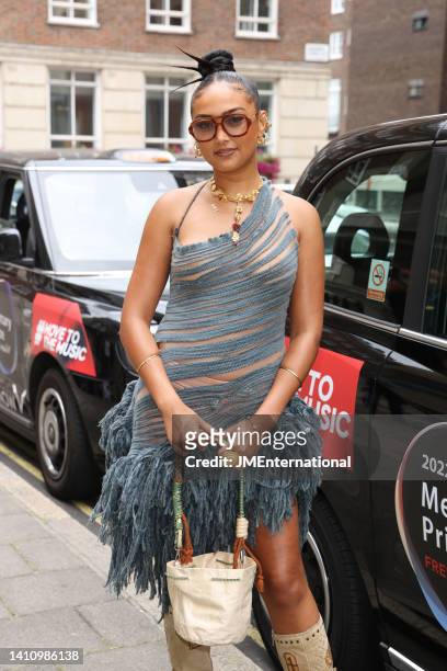 Joy Crookes attends The Mercury Prize Shortlist Announcement 2022 at the Langham Hotel on July 26, 2022 in London, England.