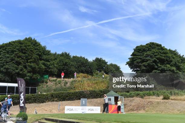 Joshua Cailey-Booth of Wheatley Golf Club plays his first shot on the 1st tee during Day One of the Coca Cola PGA Assistants' Championship at Royal...