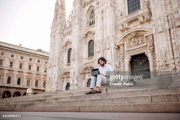 remote working - milan landmark stock pictures, royalty-free photos & images