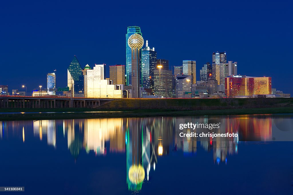 Dallas skyline at evenging