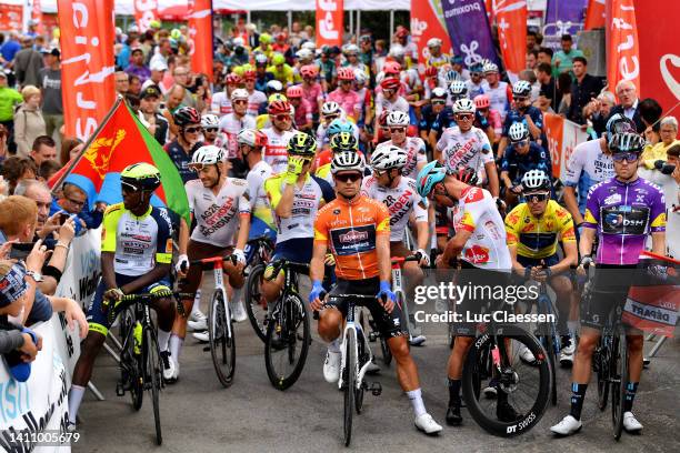 Hailu Biniam Girmay of Eritrea and Team Intermarché - Wanty - Gobert Matériaux, Robert Stannard of Australia and Team Alpecin-Deceuninck Orange...