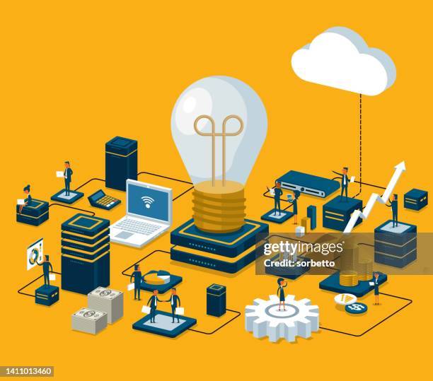 business management - big data isometric stock illustrations