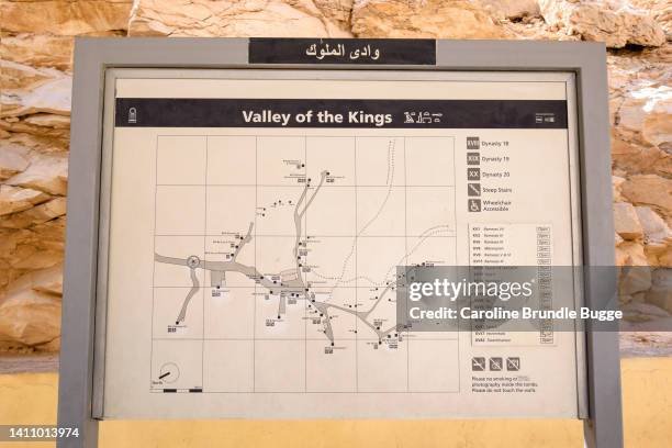 map of the valley of the kings, luxor, egypt - valley of the kings stock pictures, royalty-free photos & images