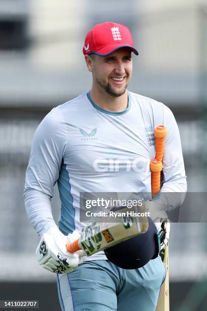 Liam Livingstone of England during the Nets Session at the Seat Unique Stadium on July 26, 2022 in Bristol, England.