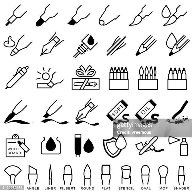 illustrations, cliparts, dessins animés et icônes de icônes d’instruments de dessin, de peinture et d’écriture - marqueur permanent