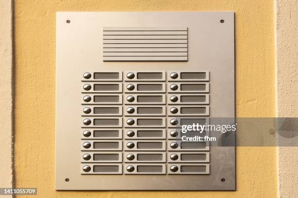 entrance panel - modern door bell stock pictures, royalty-free photos & images