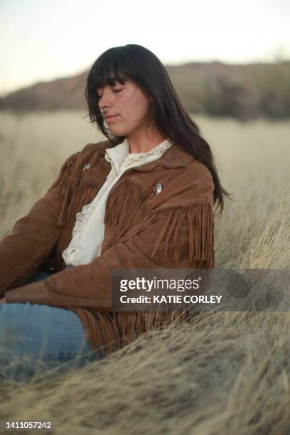 womans bohemian desert fashion - bobo tribe stock pictures, royalty-free photos & images