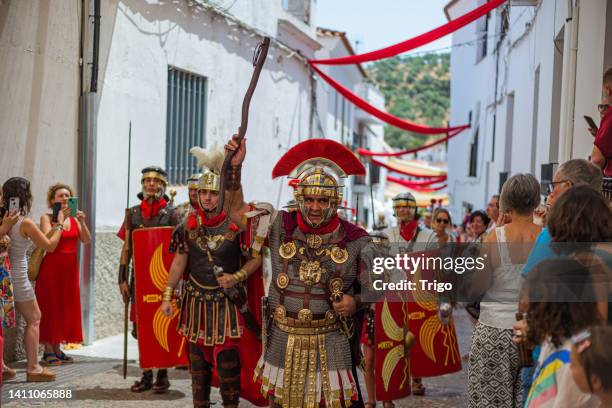 recreation of the parade of roman soldiers in the festival of diana - dagger isolated stock pictures, royalty-free photos & images