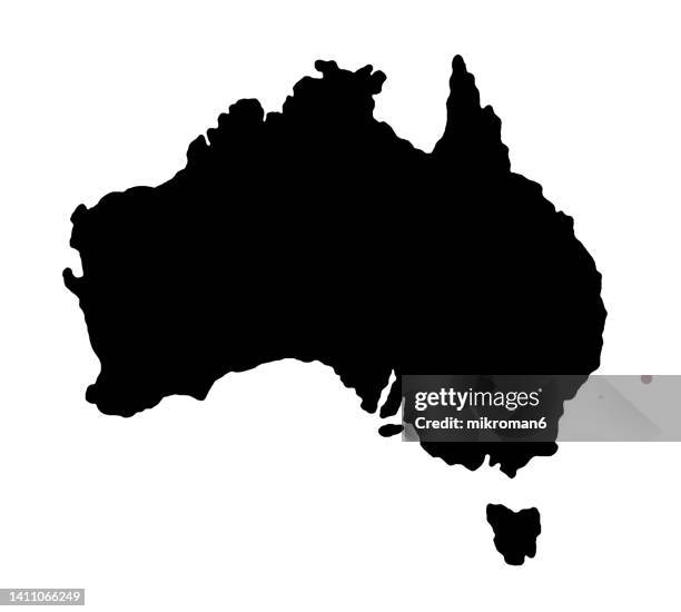 shape of the continent of australia - map outline of australia stock pictures, royalty-free photos & images