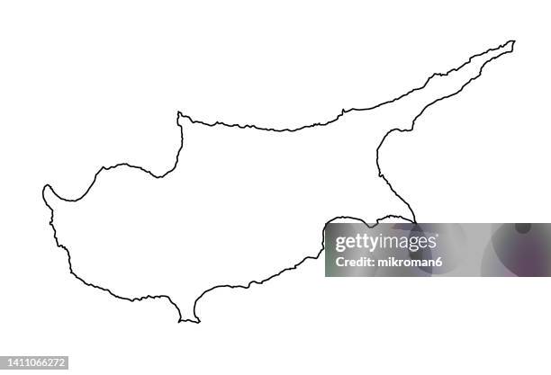 shape of the cyprus, island country in the eastern mediterranean sea south of the anatolian peninsula - turkey country outline stock pictures, royalty-free photos & images