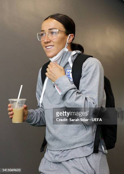 Lucy Bronze of England arrives at the stadium prior to the UEFA Women's Euro 2022 Semi Final match between England and Sweden at Bramall Lane on July...