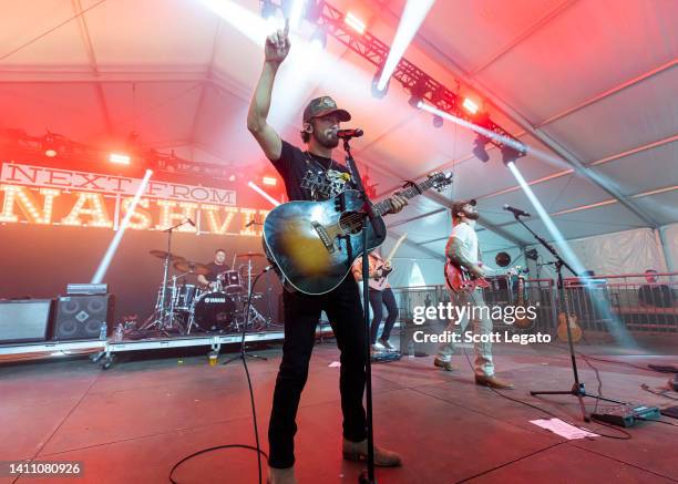Garrett Nichols and Colton Pack of Restless Road perform on Day 3 of the 2022 Faster Horses Festival at Michigan International Speedway on July 24,...