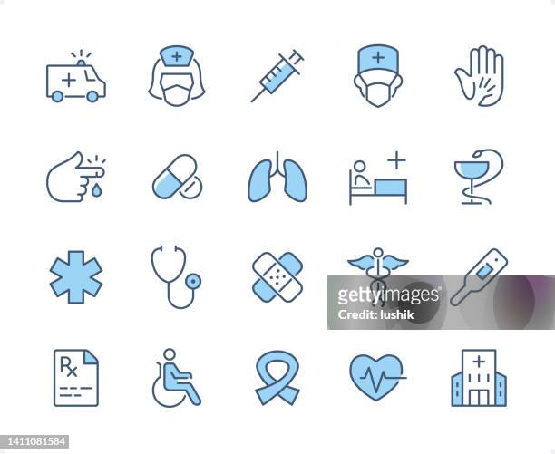 ilustrações de stock, clip art, desenhos animados e ícones de medicine icon set. editable stroke weight. pixel perfect dichromatic icons. - aids awareness ribbon