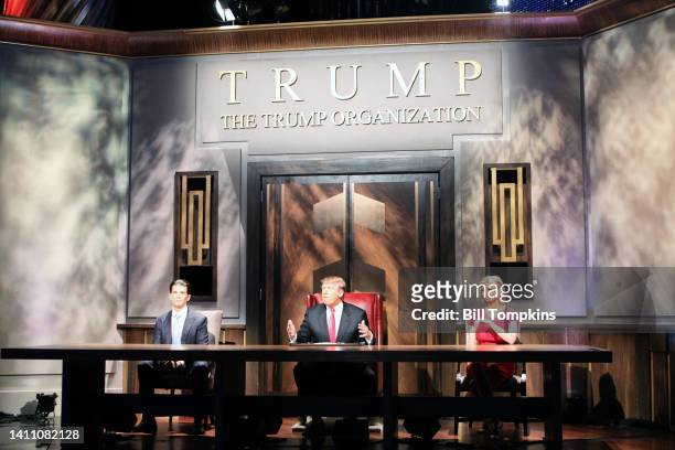 Donald Trump, Donald Trumpr, Jr and Ivanka Trump during the Celebrity Apprentice live season finale on May 16, 2010 in New York City.
